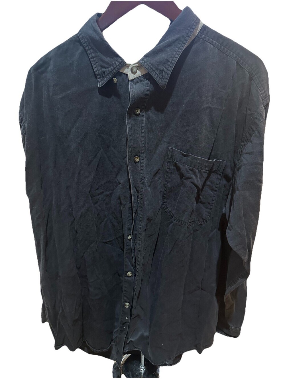 Vintage Infinity Black Button Up Shirt Mens Large Long Sleeve Minimalist 90s